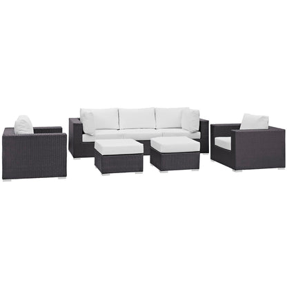 Convene 7 Piece Outdoor Patio Sectional Set in Espresso White by Modway (EEI-2200) Sectional Set Modway 