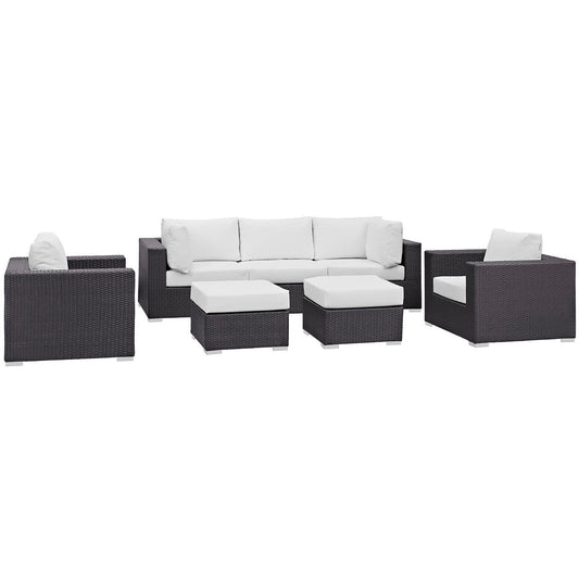 Convene 7 Piece Outdoor Patio Sectional Set in Espresso White by Modway (EEI-2200) Sectional Set Modway 