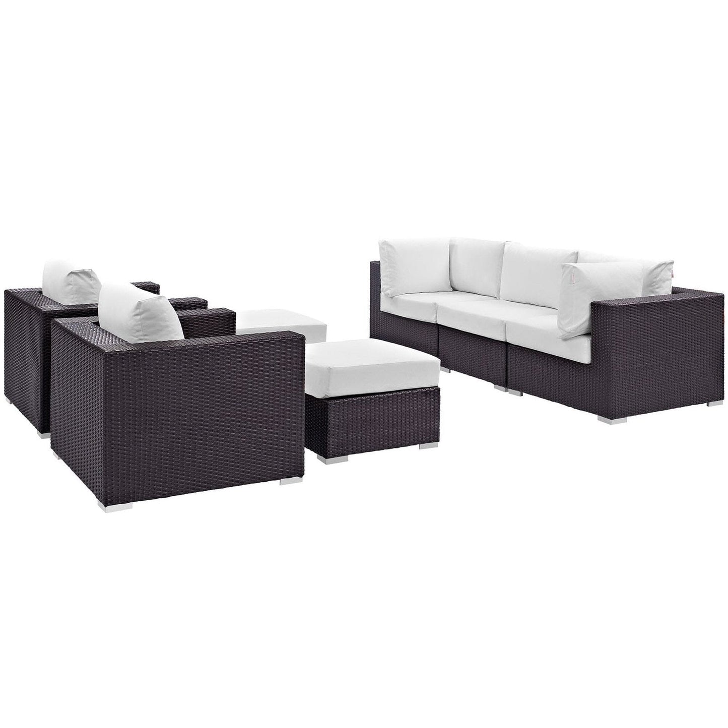 Convene 7 Piece Outdoor Patio Sectional Set in Espresso White by Modway (EEI-2200) Sectional Set Modway 