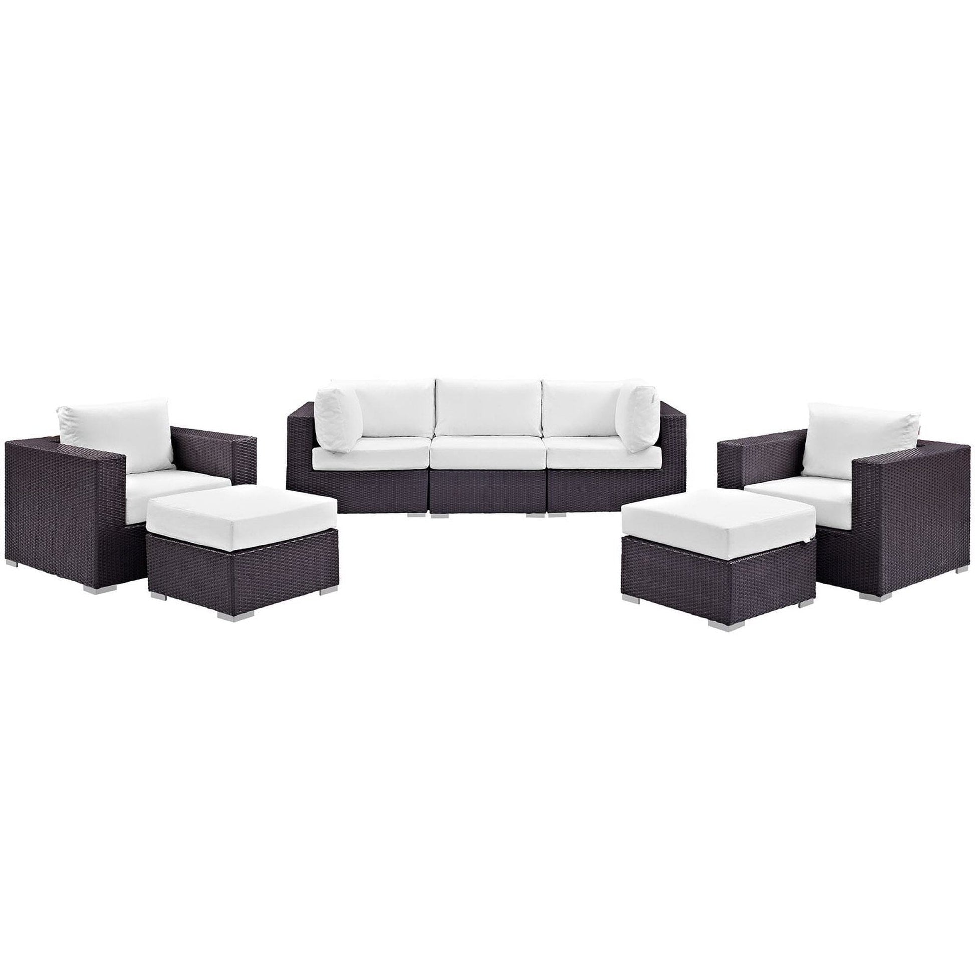 Convene 7 Piece Outdoor Patio Sectional Set in Espresso White by Modway (EEI-2200) Sectional Set Modway 