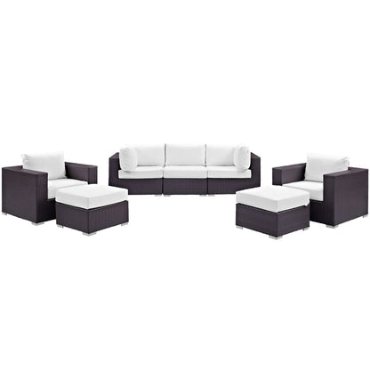 Convene 7 Piece Outdoor Patio Sectional Set in Espresso White by Modway (EEI-2200) Sectional Set Modway 