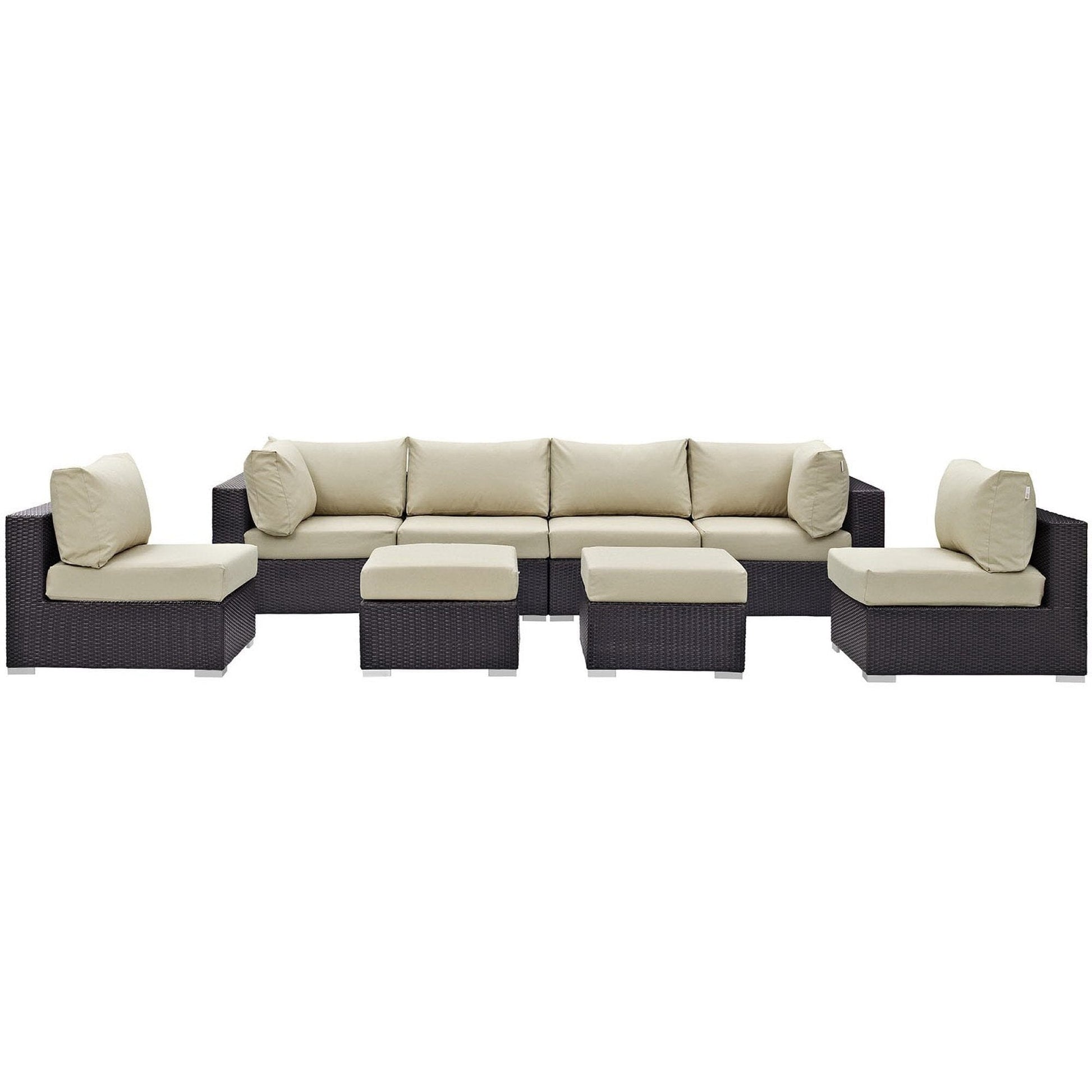 Convene 8 Piece Outdoor Patio Sectional Set in Espresso Beige by Modway (EEI-2204) Sectional Set Modway 