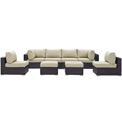 Convene 8 Piece Outdoor Patio Sectional Set in Espresso Beige by Modway (EEI-2204) Sectional Set Modway 