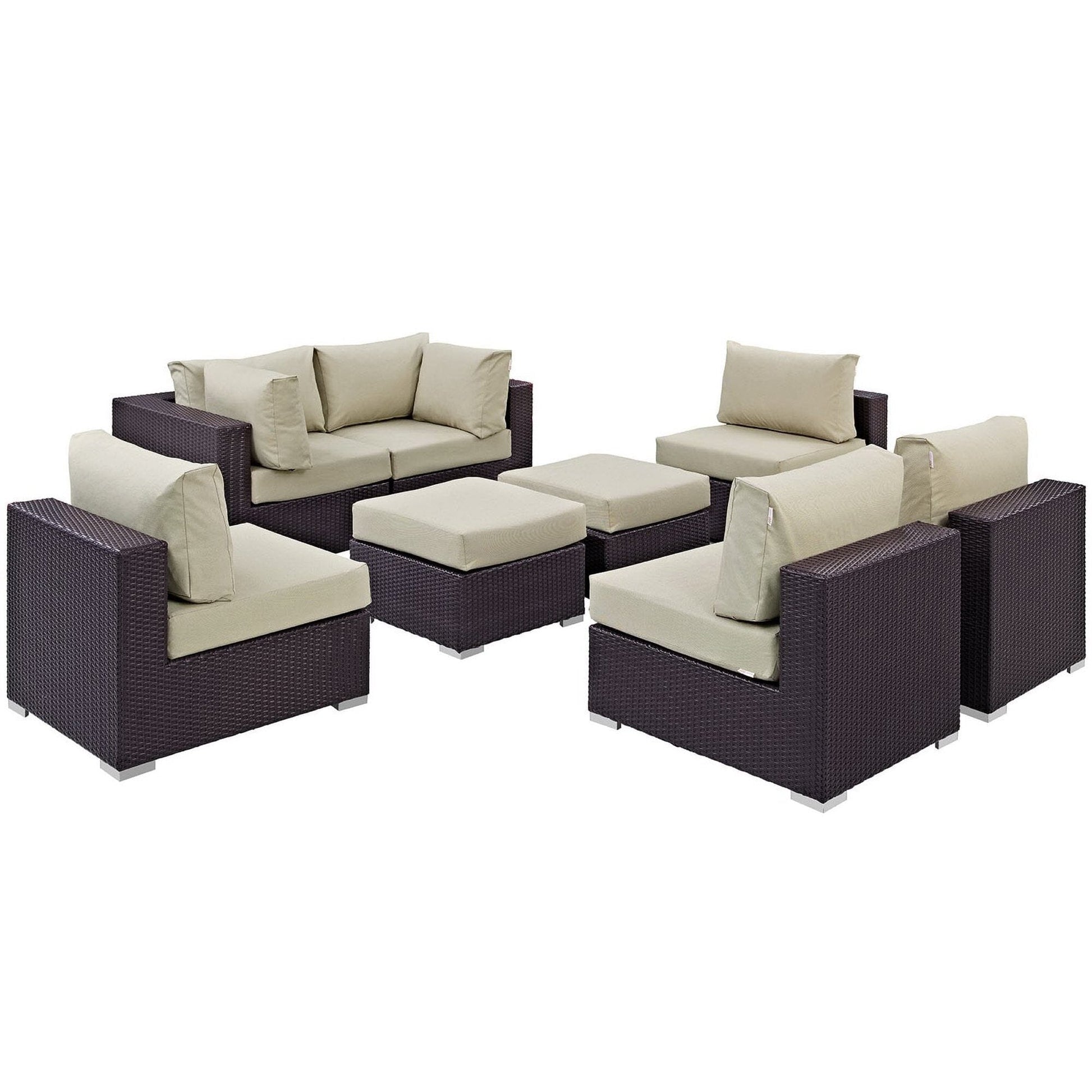 Convene 8 Piece Outdoor Patio Sectional Set in Espresso Beige by Modway (EEI-2204) Sectional Set Modway 