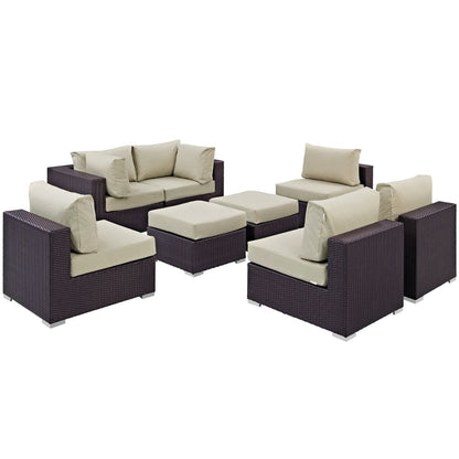 Convene 8 Piece Outdoor Patio Sectional Set in Espresso Beige by Modway (EEI-2204) Sectional Set Modway 