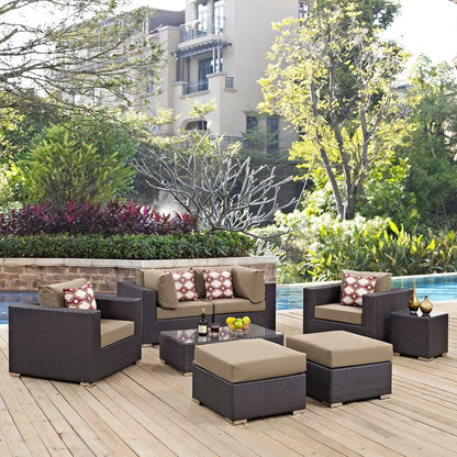 Convene 8 Piece Outdoor Patio Sectional Set in Espresso Mocha by Modway (EEI-2371) Sectional Set Modway 