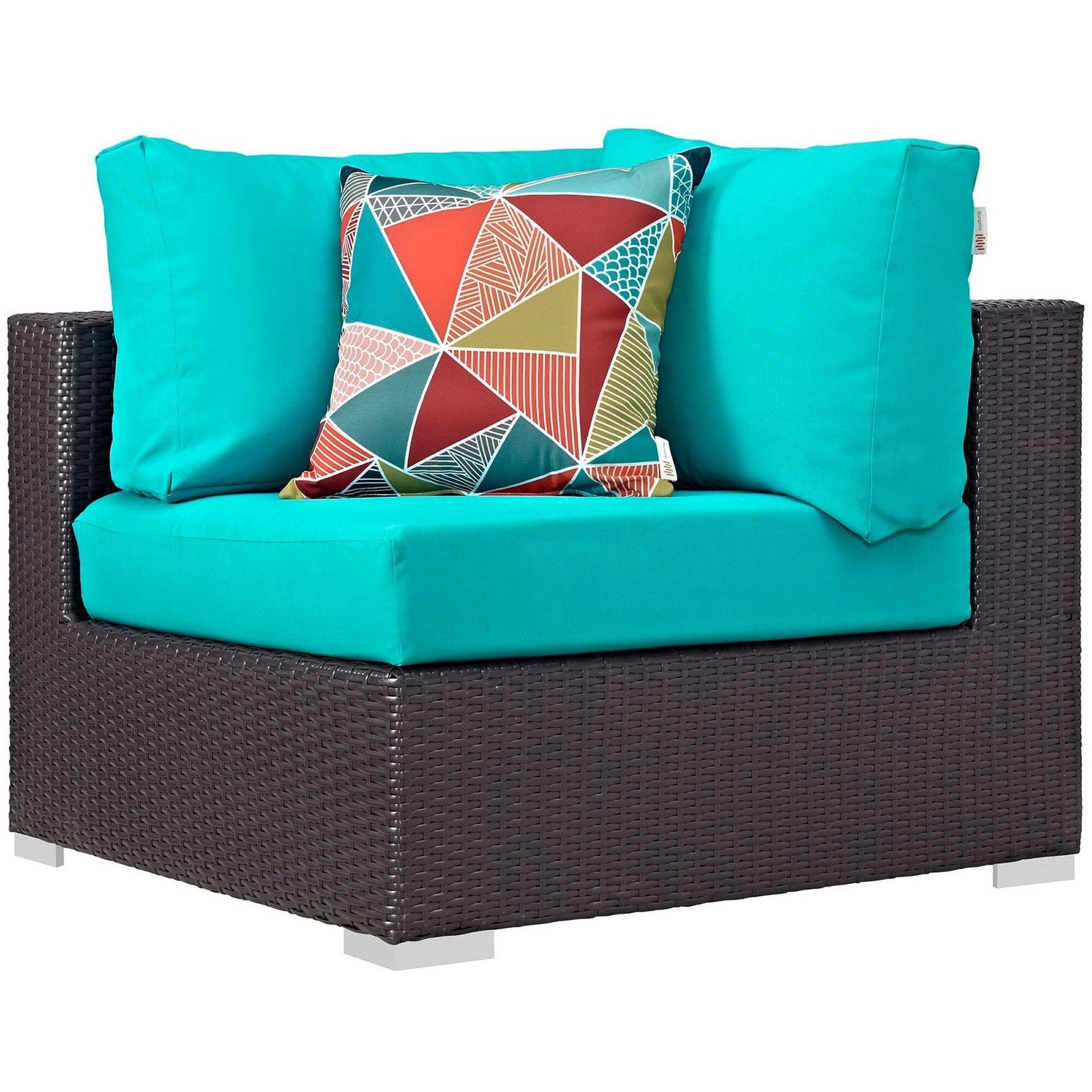 Convene 8 Piece Outdoor Patio Sectional Set in Espresso Turquoise by Modway (EEI-2371) Sectional Set Modway 