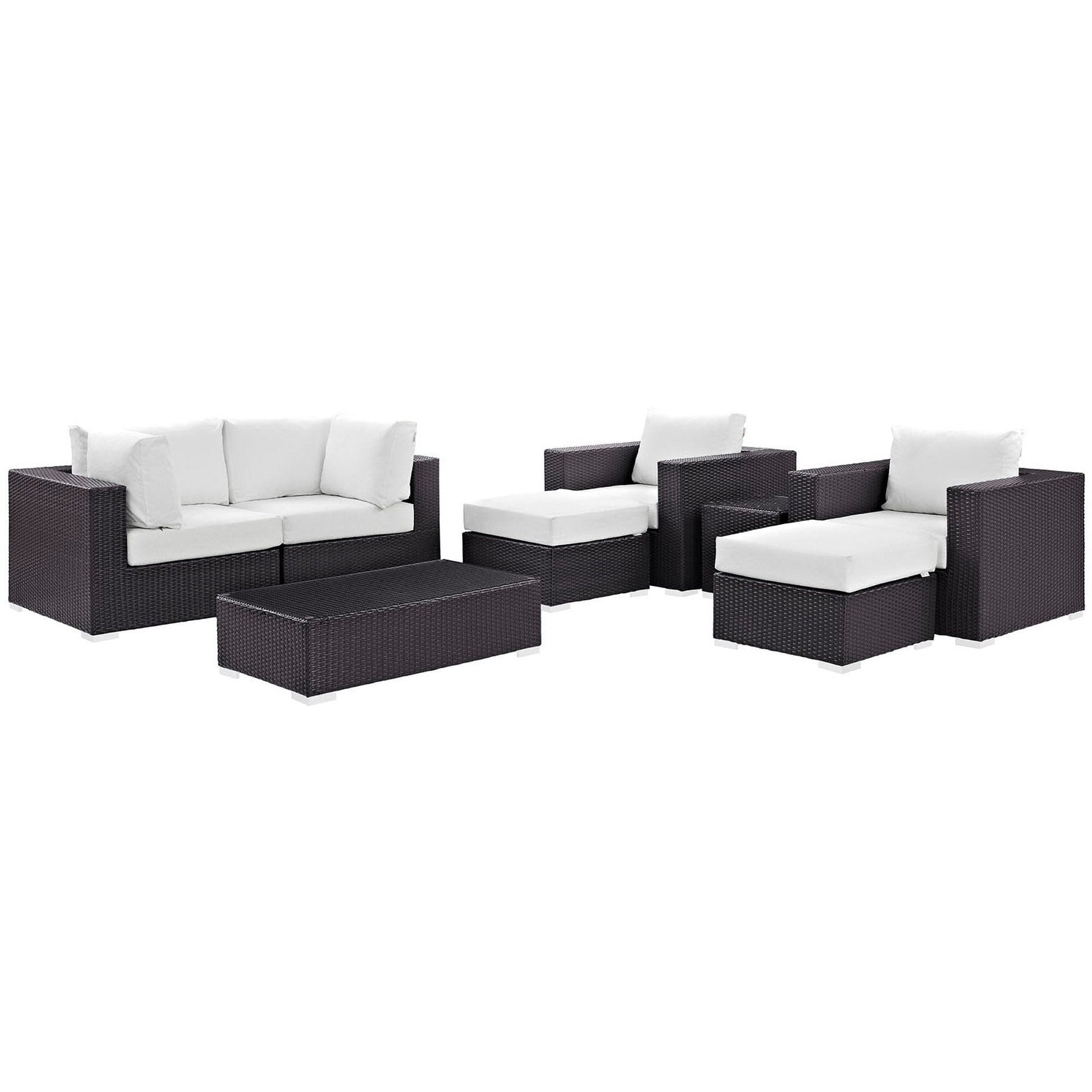 Convene 8 Piece Outdoor Patio Sectional Set in Espresso White by Modway (EEI-2206) Sectional Set Modway 