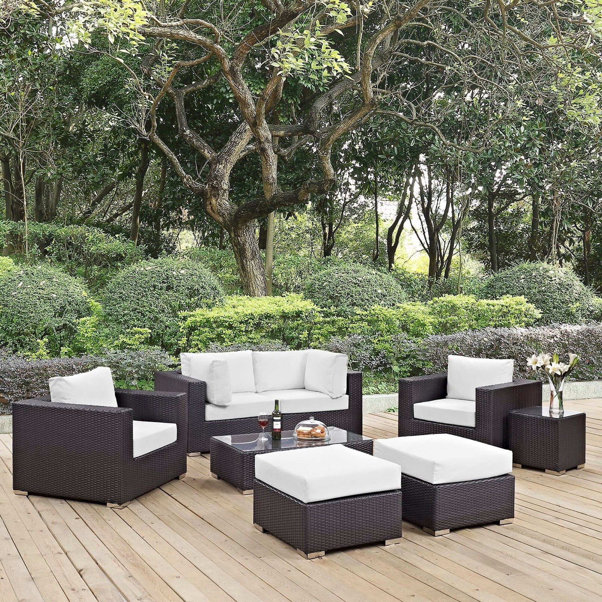 Convene 8 Piece Outdoor Patio Sectional Set in Espresso White by Modway (EEI-2206) Sectional Set Modway 