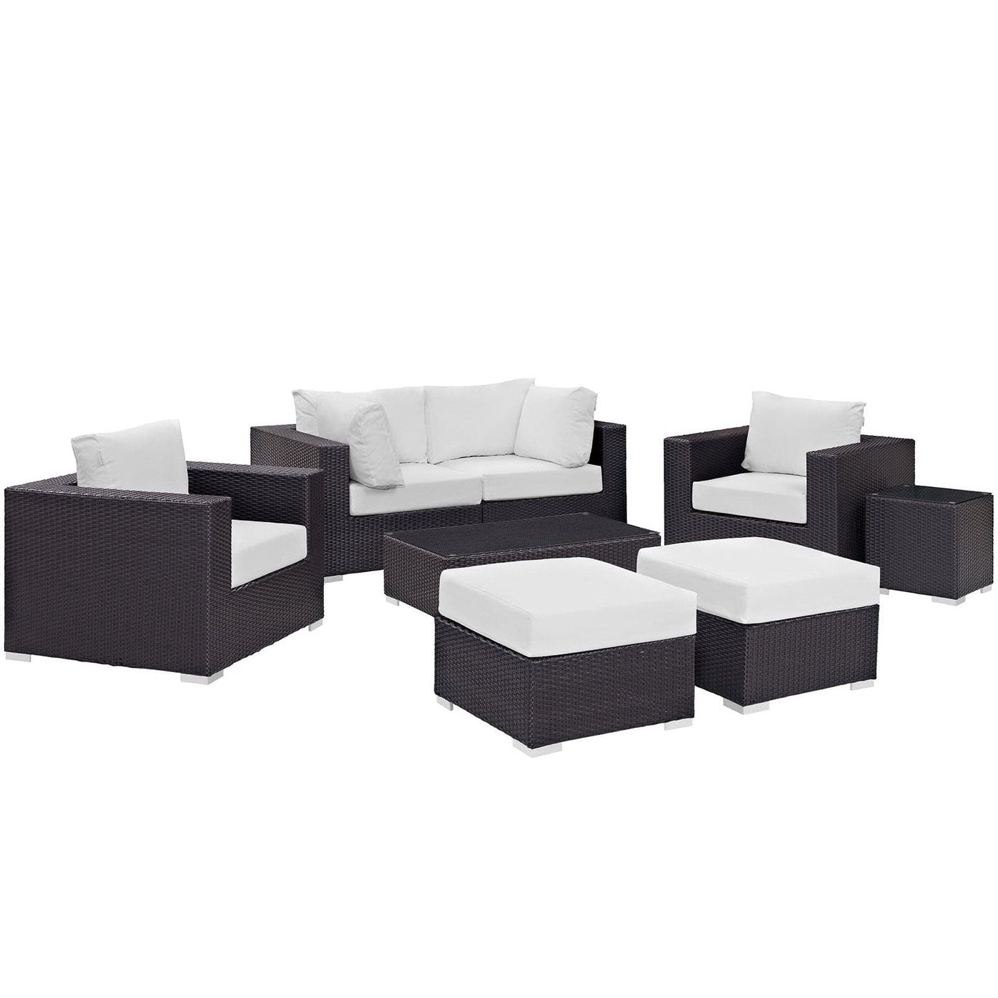 Convene 8 Piece Outdoor Patio Sectional Set in Espresso White by Modway (EEI-2206) Sectional Set Modway 