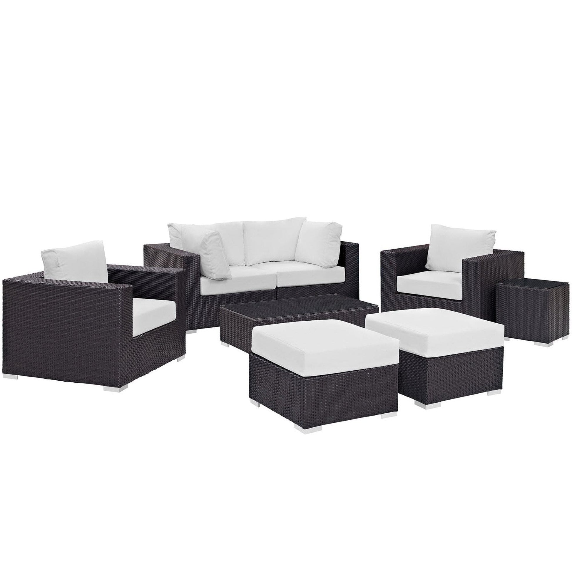 Convene 8 Piece Outdoor Patio Sectional Set in Espresso White by Modway (EEI-2206) Sectional Set Modway 