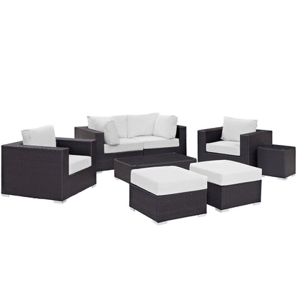 Convene 8 Piece Outdoor Patio Sectional Set in Espresso White by Modway (EEI-2206) Sectional Set Modway 