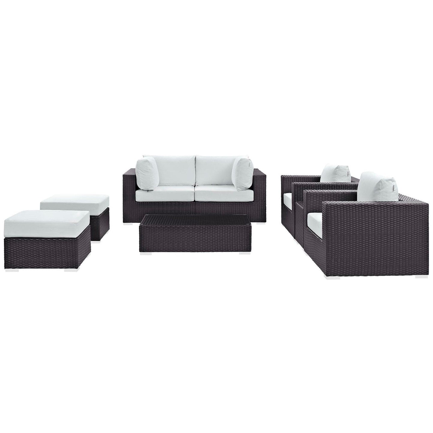 Convene 8 Piece Outdoor Patio Sectional Set in Espresso White by Modway (EEI-2206) Sectional Set Modway 