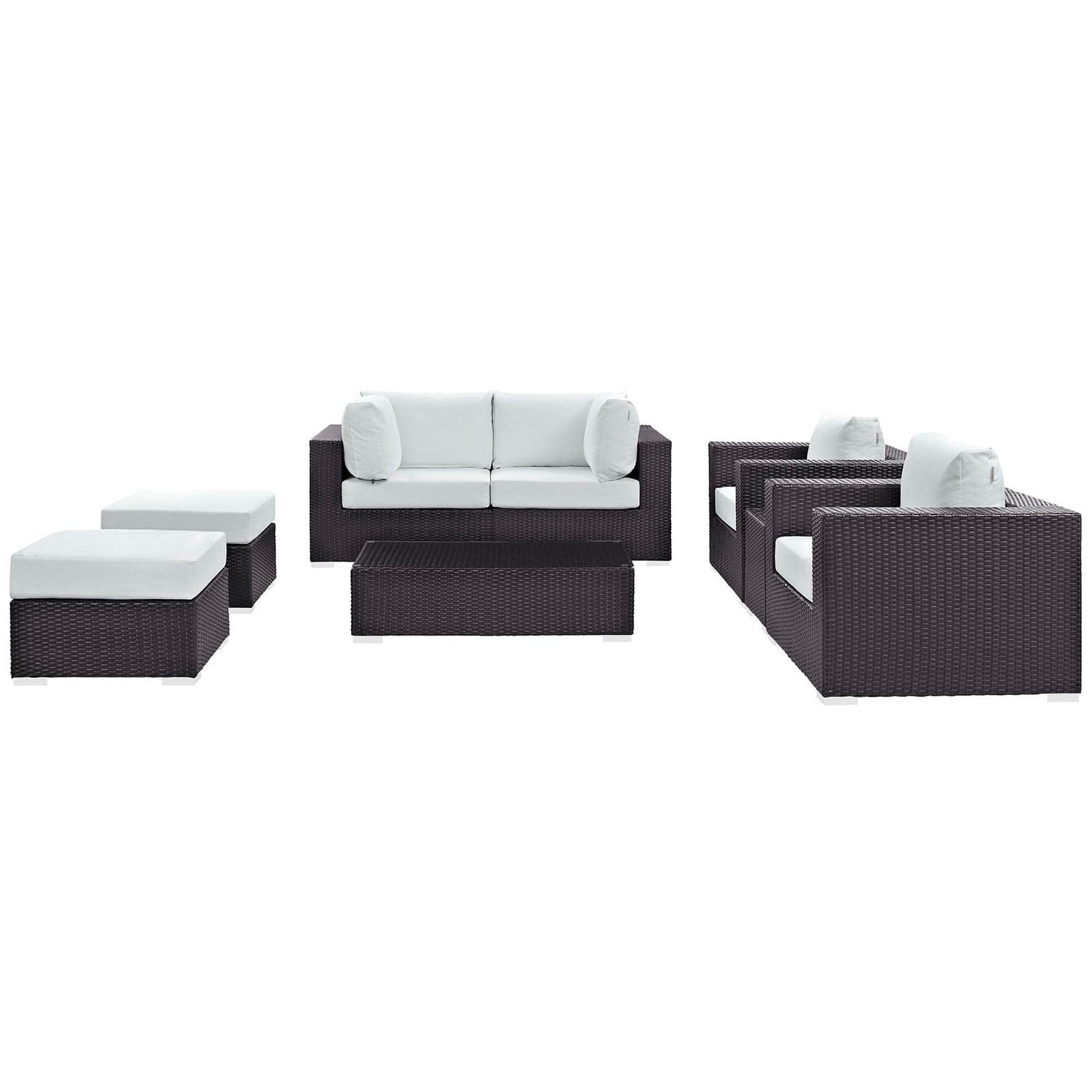 Convene 8 Piece Outdoor Patio Sectional Set in Espresso White by Modway (EEI-2206) Sectional Set Modway 