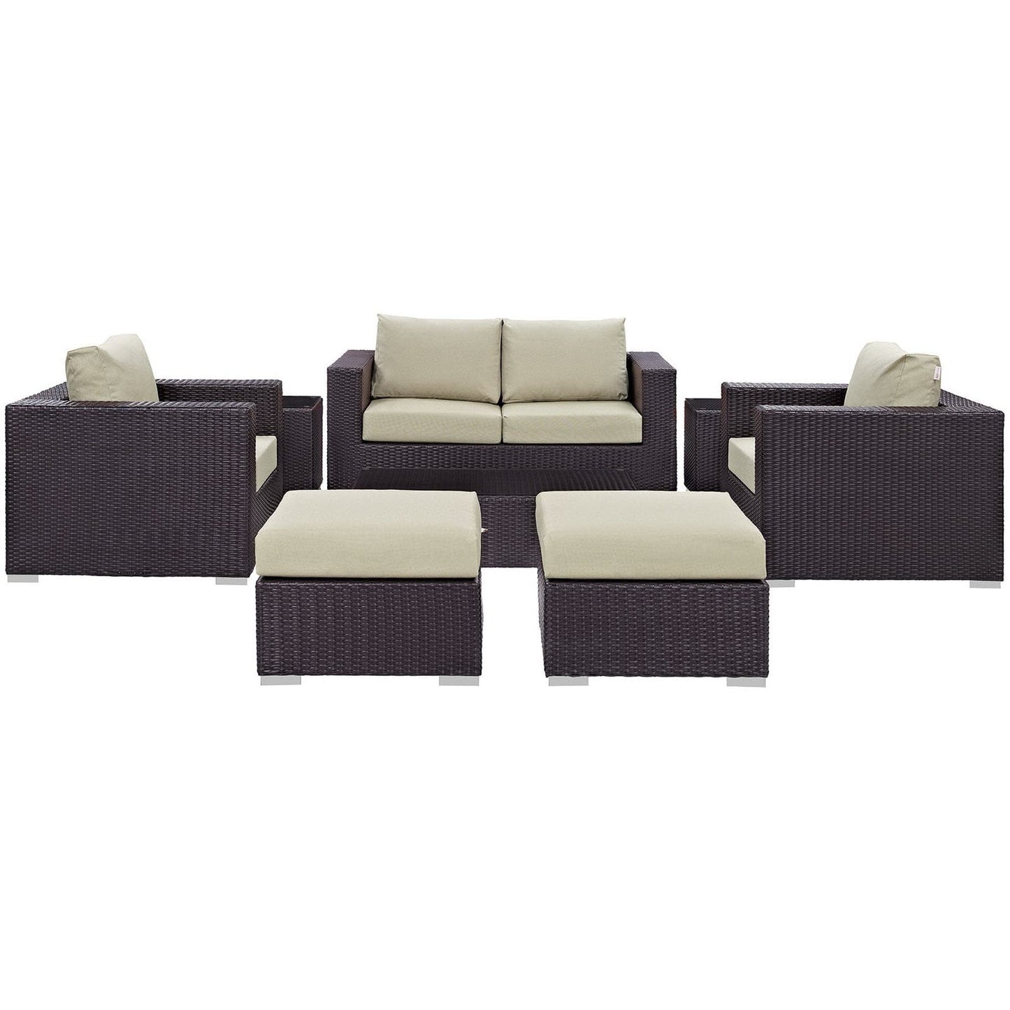 Convene 8 Piece Outdoor Patio Sofa Set in Espresso Beige by Modway (EEI-2159) Conversation Set Modway 