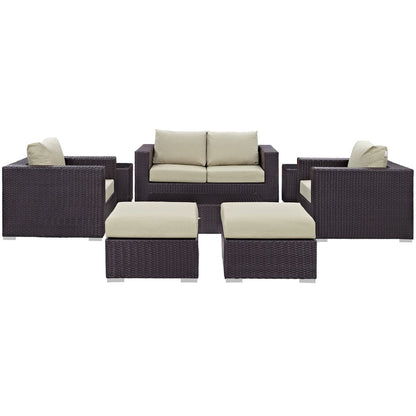 Convene 8 Piece Outdoor Patio Sofa Set in Espresso Beige by Modway (EEI-2159) Conversation Set Modway 