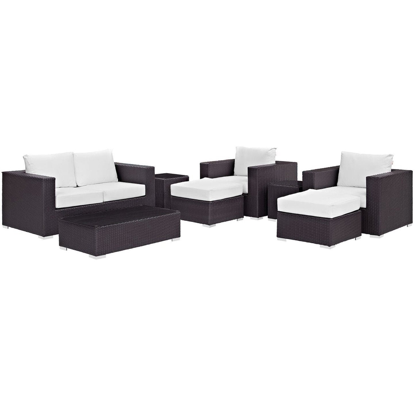 Convene 8 Piece Outdoor Patio Sofa Set in Espresso White by Modway (EEI-2159) Conversation Set Modway 
