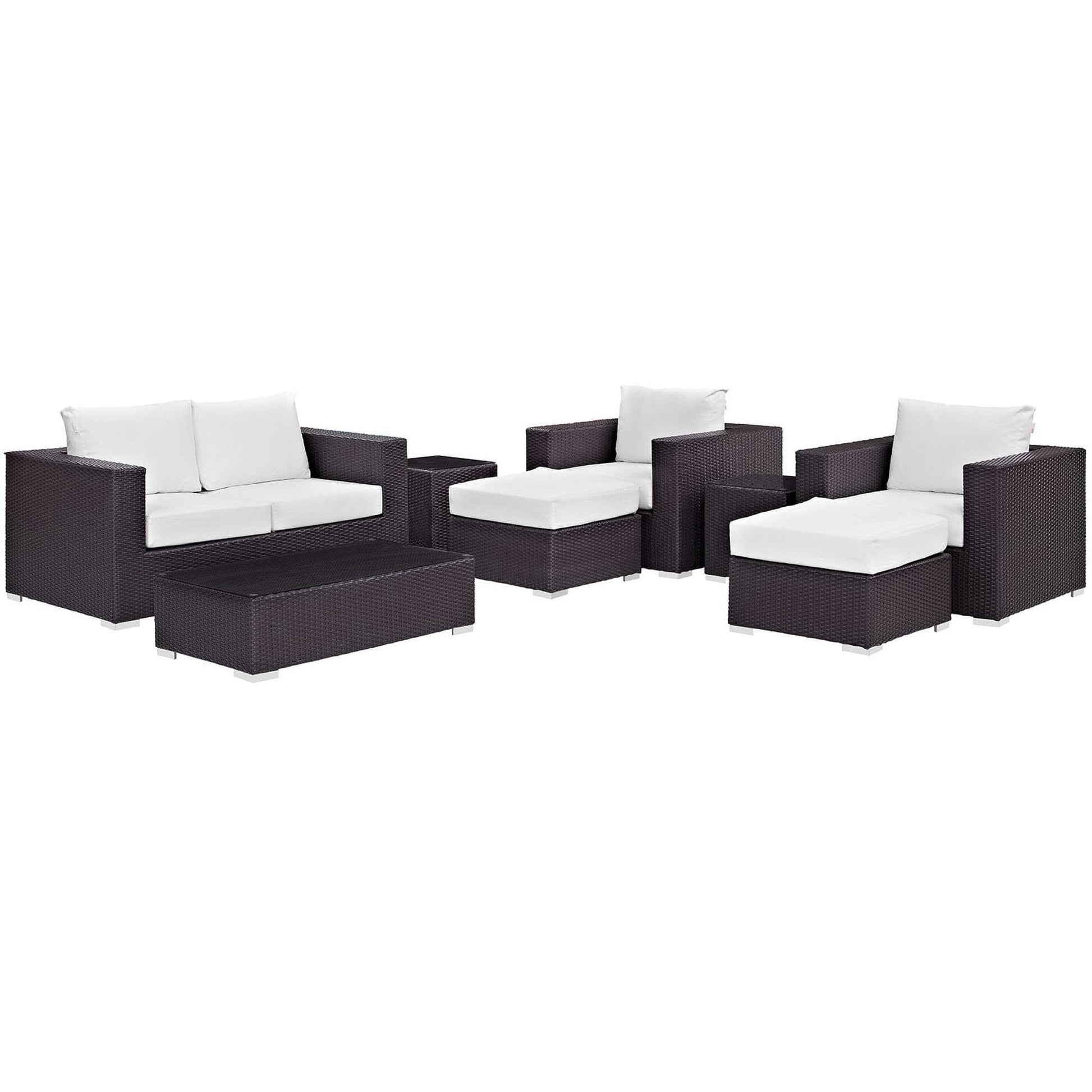 Convene 8 Piece Outdoor Patio Sofa Set in Espresso White by Modway (EEI-2159) Conversation Set Modway 