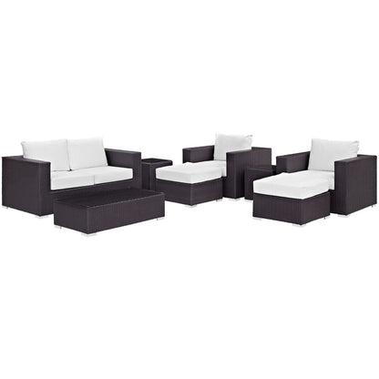 Convene 8 Piece Outdoor Patio Sofa Set in Espresso White by Modway (EEI-2159) Conversation Set Modway 