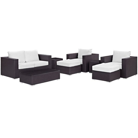 Convene 8 Piece Outdoor Patio Sofa Set in Espresso White by Modway (EEI-2159) Conversation Set Modway 