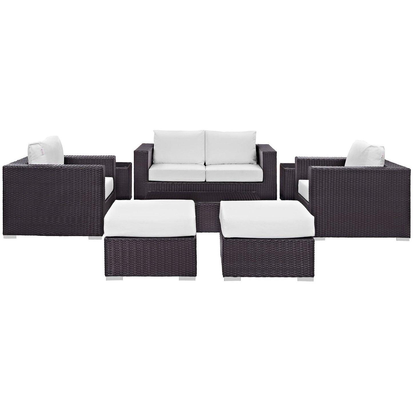 Convene 8 Piece Outdoor Patio Sofa Set in Espresso White by Modway (EEI-2159) Conversation Set Modway 