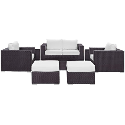 Convene 8 Piece Outdoor Patio Sofa Set in Espresso White by Modway (EEI-2159) Conversation Set Modway 