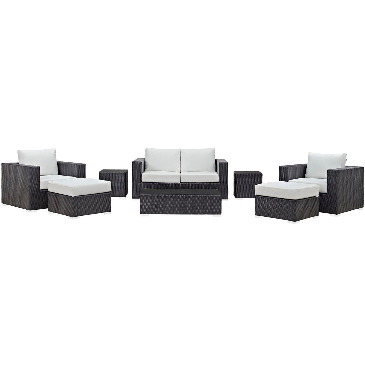 Convene 8 Piece Outdoor Patio Sofa Set in Espresso White by Modway (EEI-2159) Conversation Set Modway 