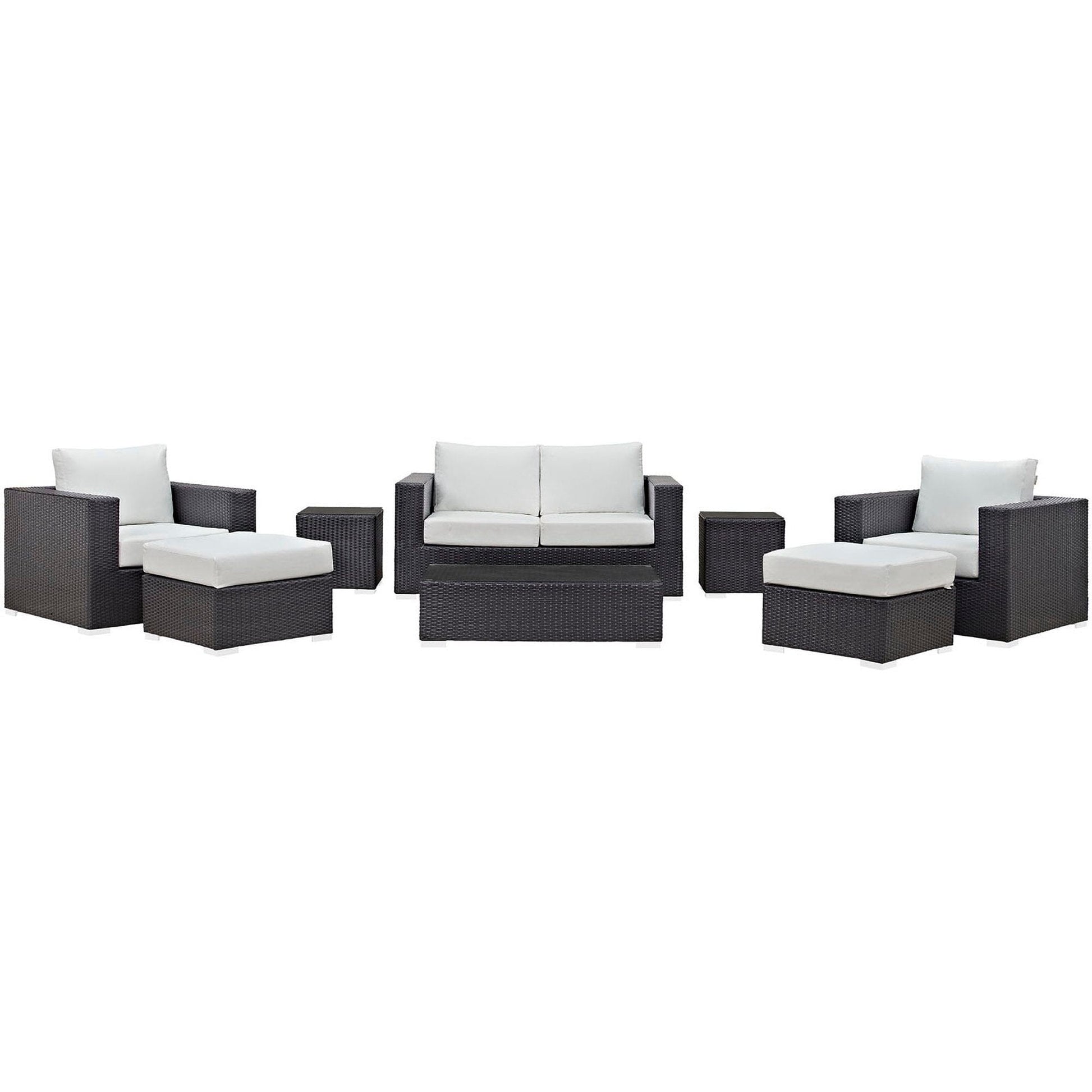 Convene 8 Piece Outdoor Patio Sofa Set in Espresso White by Modway (EEI-2159) Conversation Set Modway 