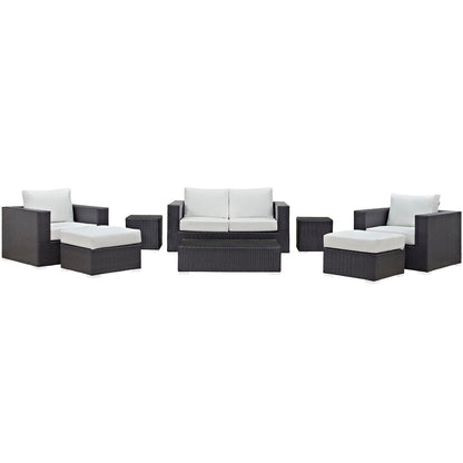 Convene 8 Piece Outdoor Patio Sofa Set in Espresso White by Modway (EEI-2159) Conversation Set Modway 