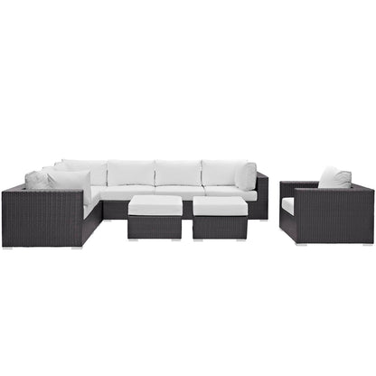 Convene 9 Piece Outdoor Patio Sectional Set in Espresso White by Modway (EEI-2208) Sectional Set Modway 
