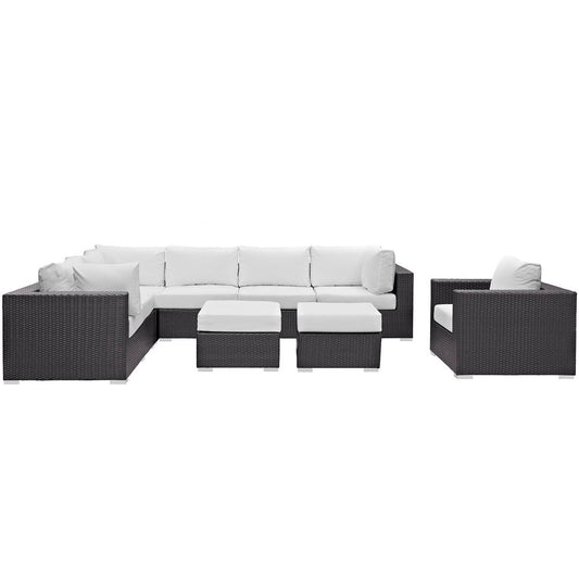 Convene 9 Piece Outdoor Patio Sectional Set in Espresso White by Modway (EEI-2208) Sectional Set Modway 