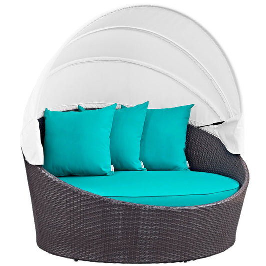 Convene Canopy Outdoor Patio Daybed in Espresso Turquoise by Modway (EEI-2175) Daybed Modway 