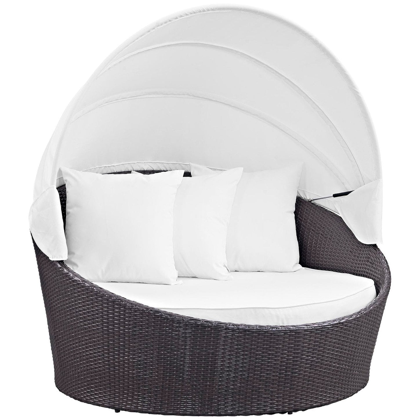 Convene Canopy Outdoor Patio Wicker Rattan Daybed (Espresso / White) by Modway Daybed Modway 
