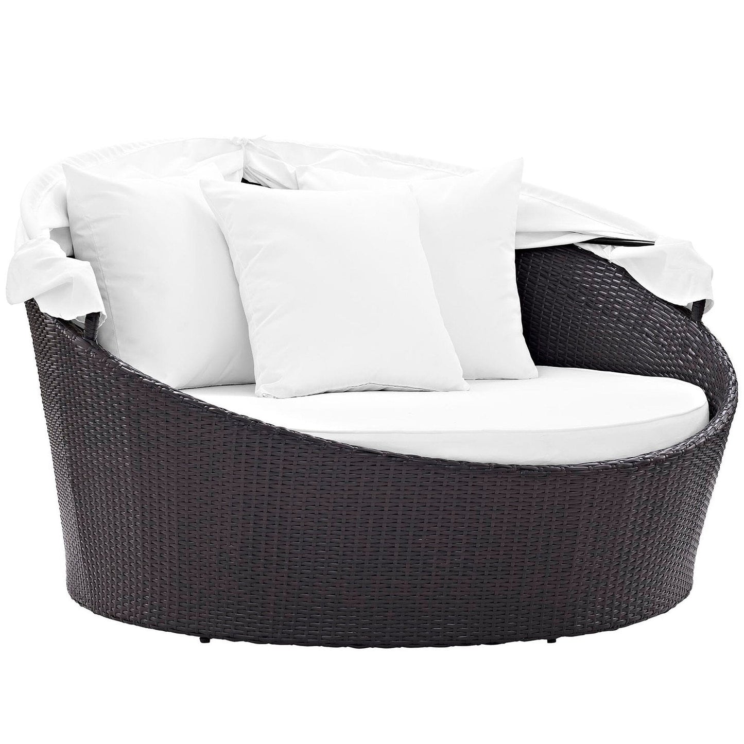 Convene Canopy Outdoor Patio Wicker Rattan Daybed (Espresso / White) by Modway Daybed Modway 