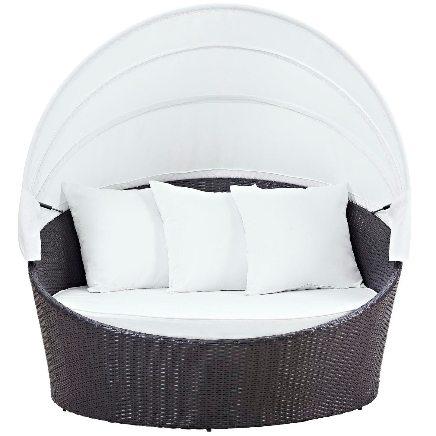 Convene Canopy Outdoor Patio Wicker Rattan Daybed (Espresso / White) by Modway Daybed Modway 