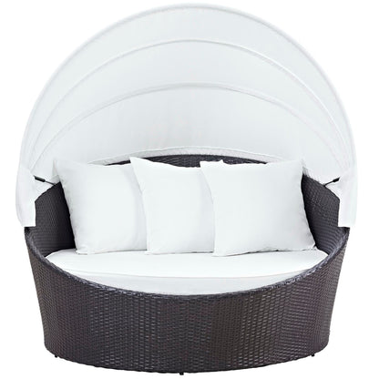 Convene Canopy Outdoor Patio Wicker Rattan Daybed (Espresso / White) by Modway Daybed Modway 