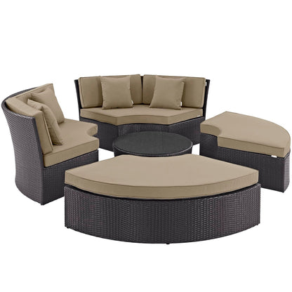 Convene Circular Outdoor Patio Daybed Set in Espresso Mocha by Modway (EEI-2171) Daybed Modway 