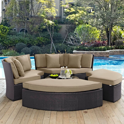 Convene Circular Outdoor Patio Daybed Set in Espresso Mocha by Modway (EEI-2171) Daybed Modway 