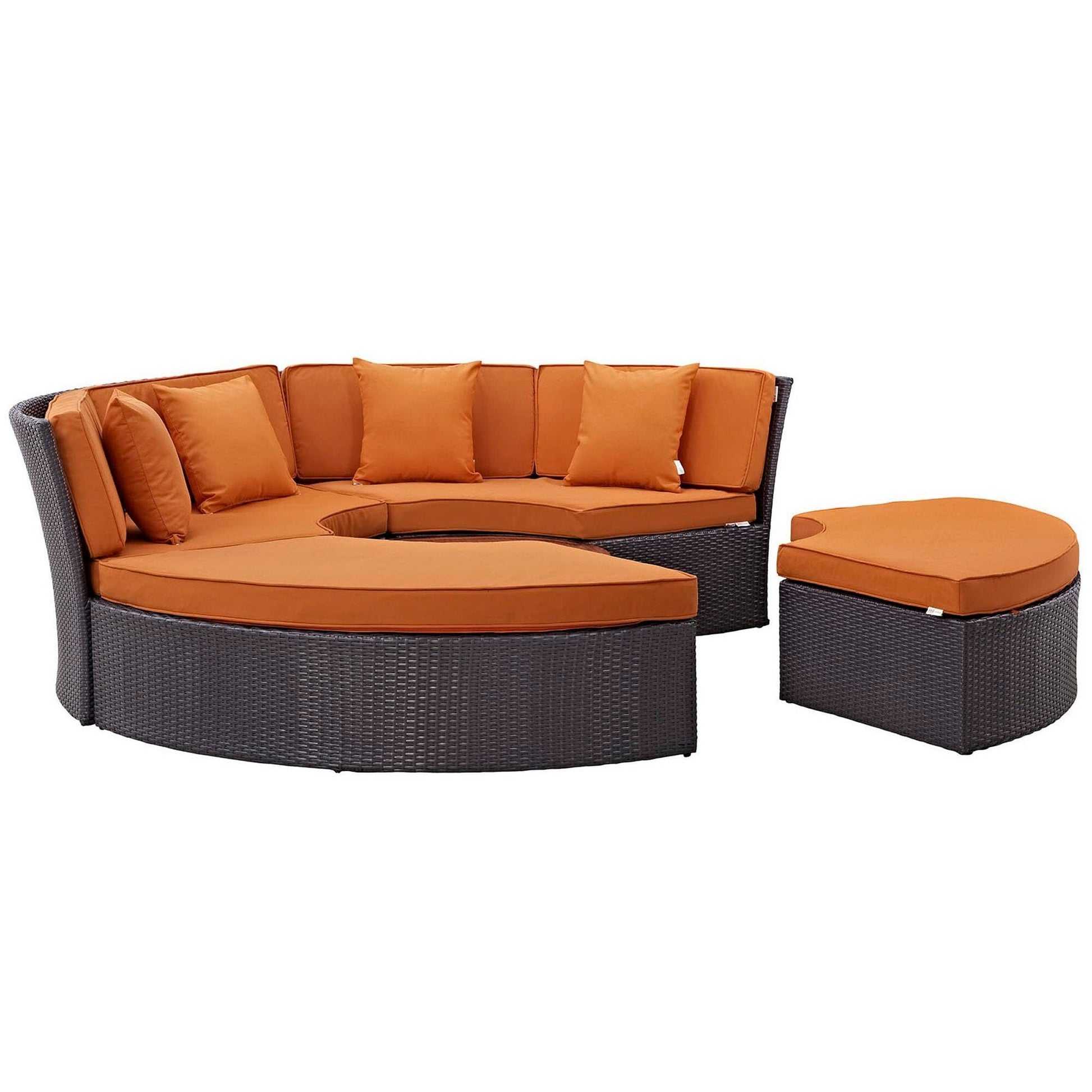 Convene Circular Outdoor Patio Daybed Set in Espresso Orange by Modway (EEI-2171) Daybed Modway 