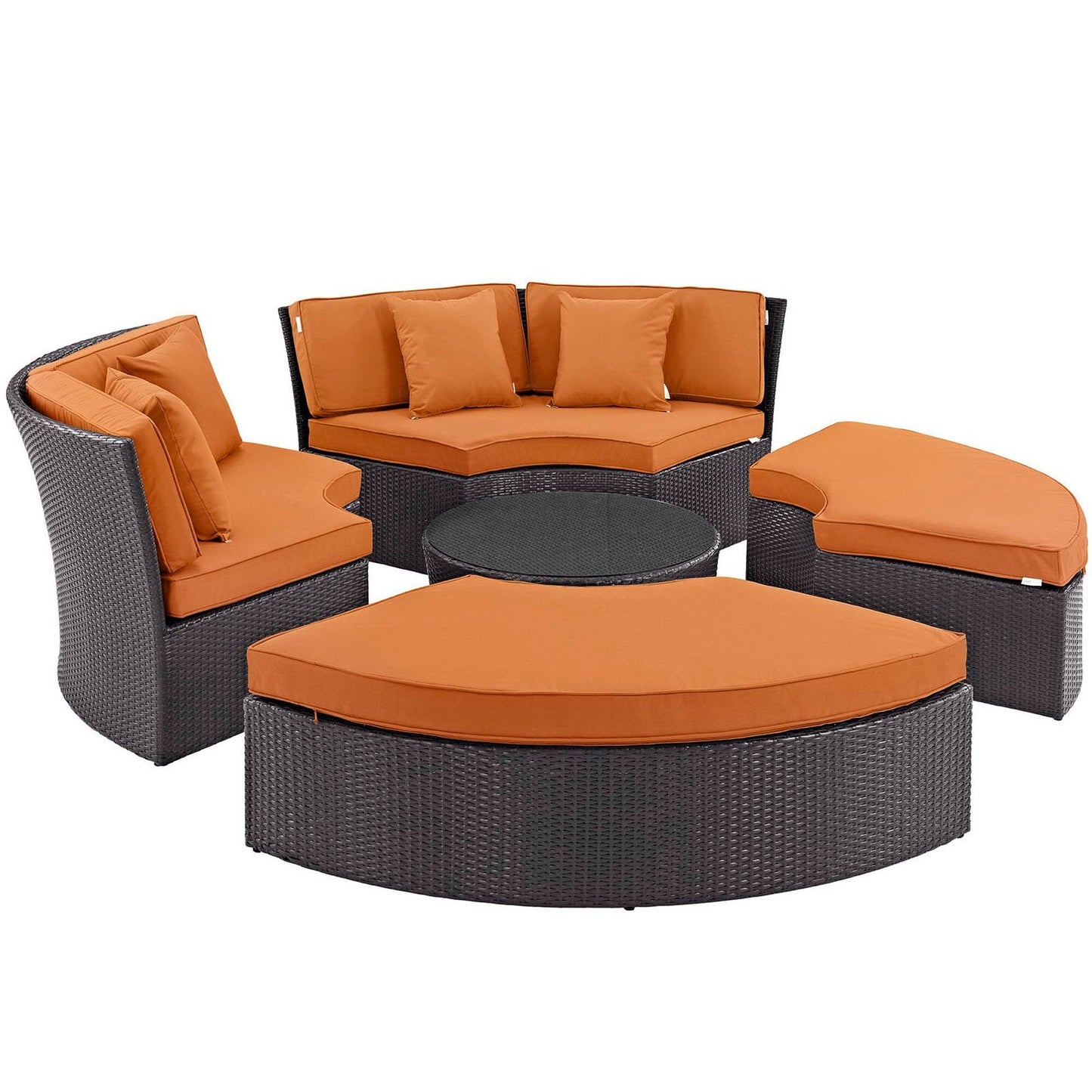 Convene Circular Outdoor Patio Daybed Set in Espresso Orange by Modway (EEI-2171) Daybed Modway 