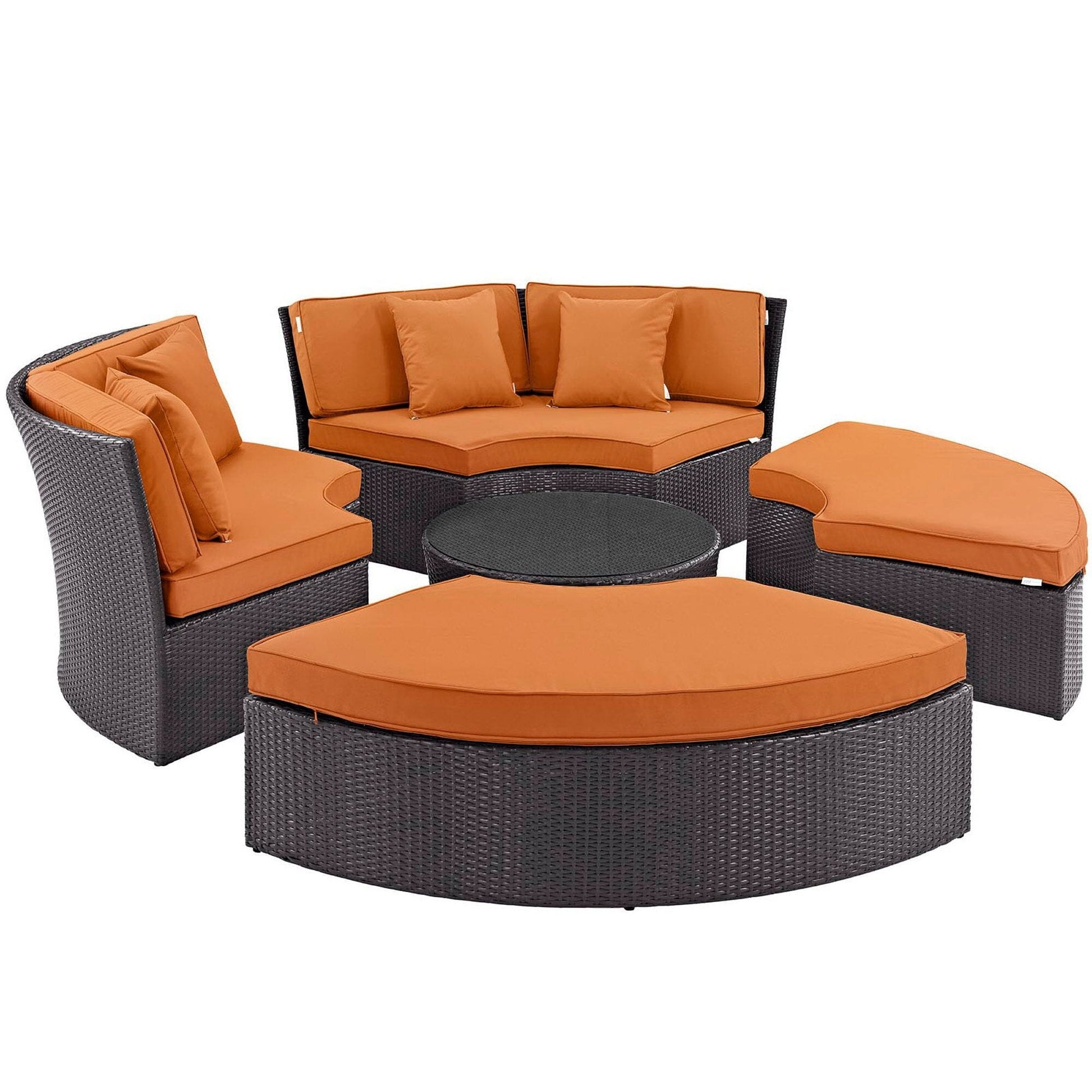 Convene Circular Outdoor Patio Daybed Set in Espresso Orange by Modway (EEI-2171) Daybed Modway 