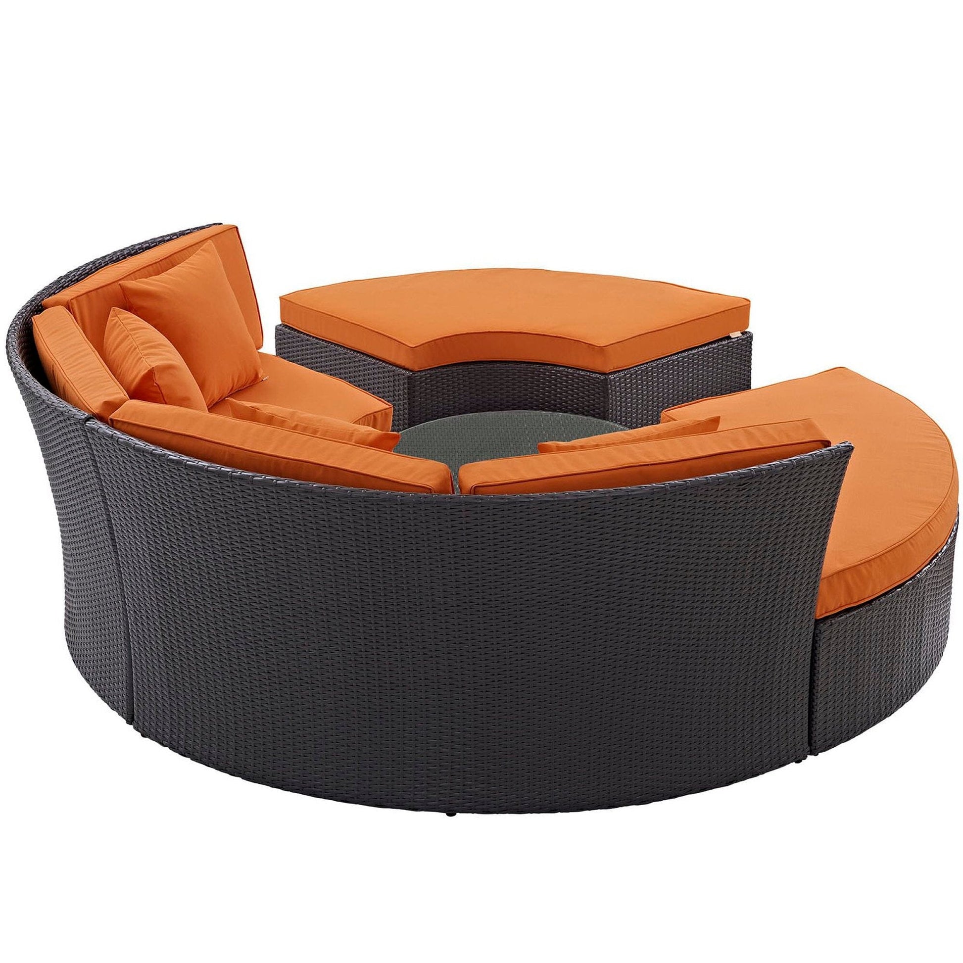 Convene Circular Outdoor Patio Daybed Set in Espresso Orange by Modway (EEI-2171) Daybed Modway 