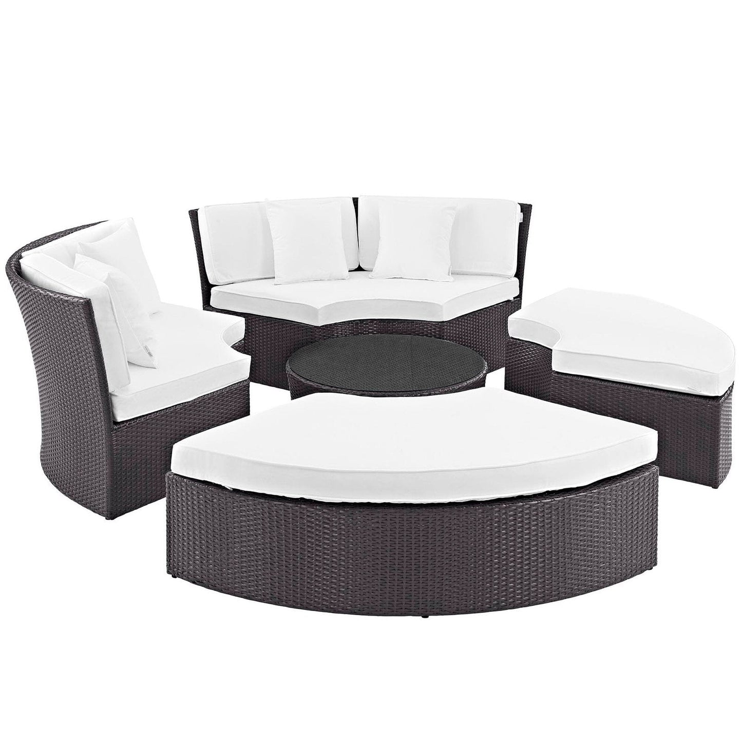 Convene Circular Outdoor Patio Daybed Set in Espresso White by Modway (EEI-2171) Daybed Modway 