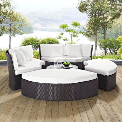 Convene Circular Outdoor Patio Daybed Set in Espresso White by Modway (EEI-2171) Daybed Modway 