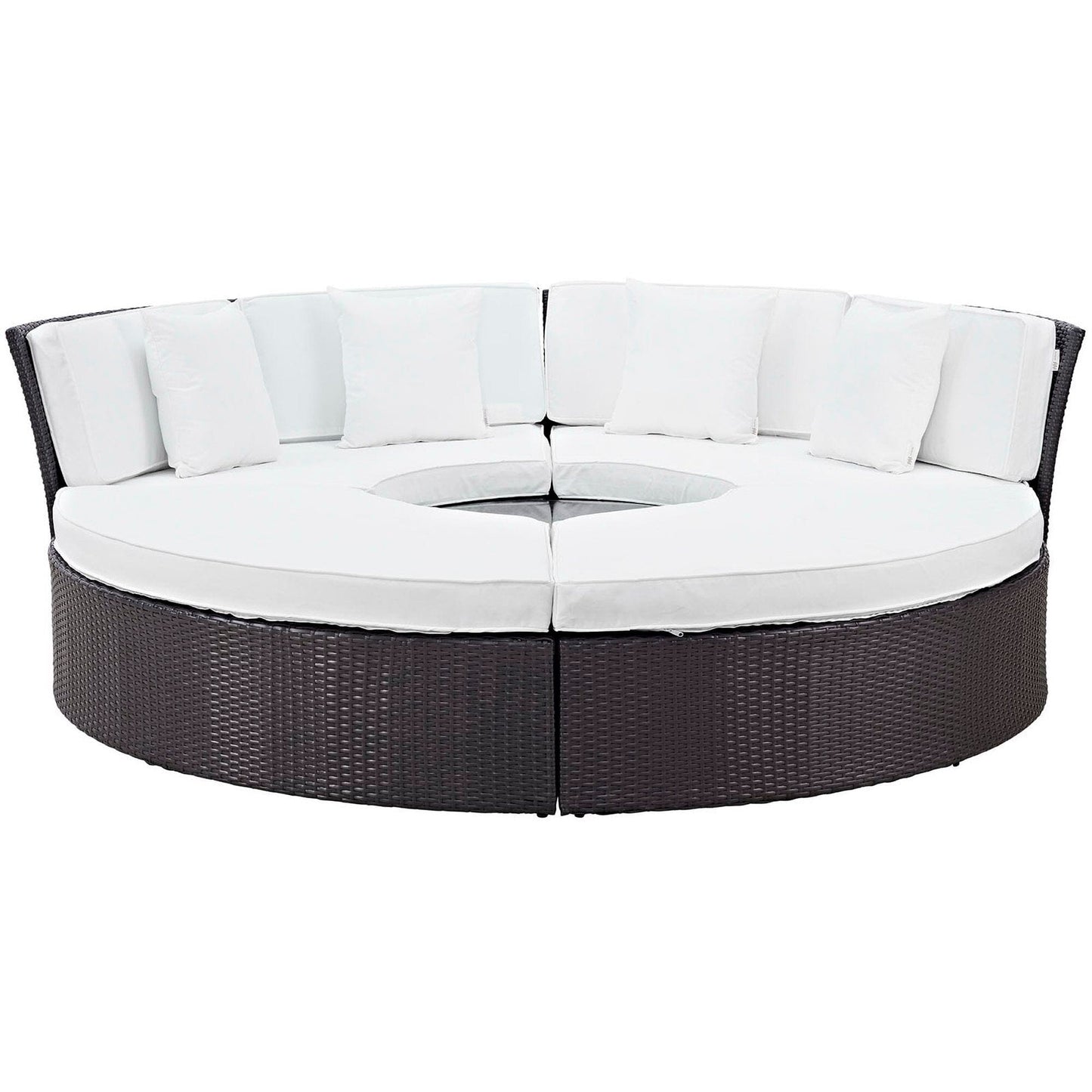 Convene Circular Outdoor Patio Daybed Set in Espresso White by Modway (EEI-2171) Daybed Modway 