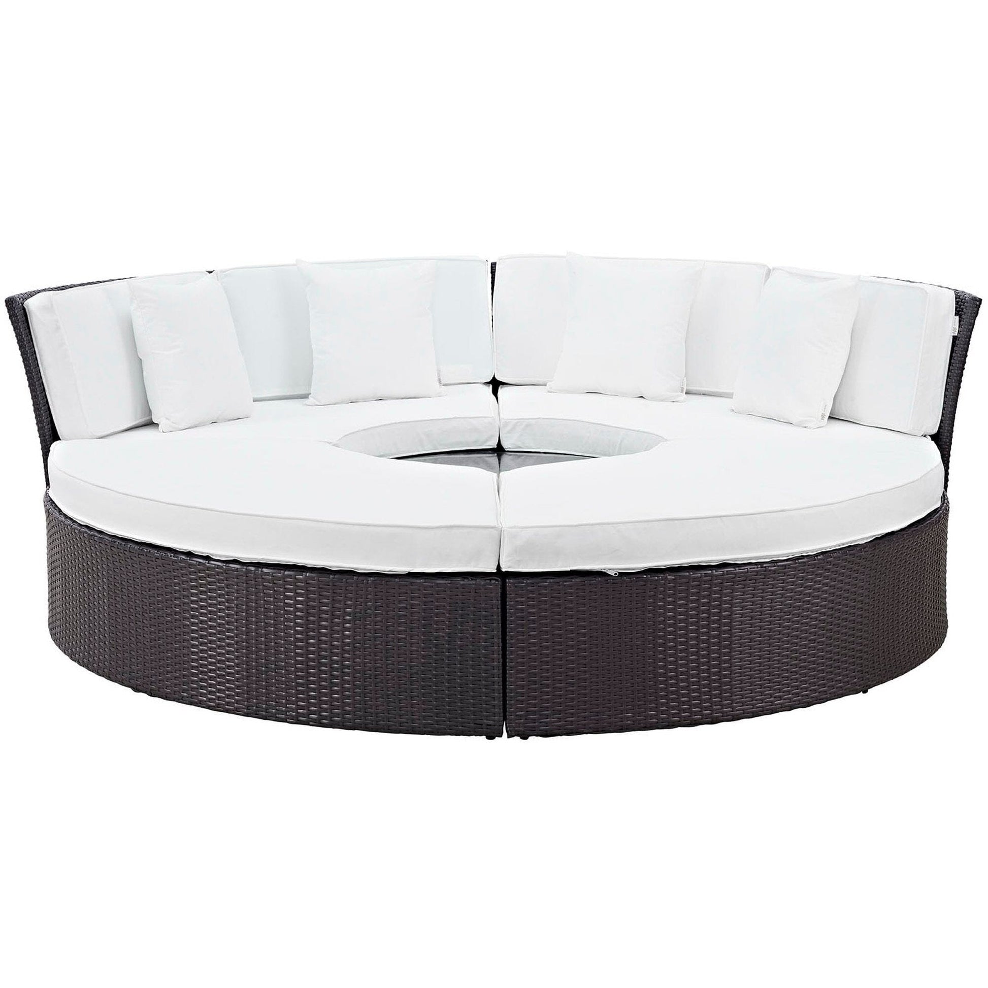 Convene Circular Outdoor Patio Daybed Set in Espresso White by Modway (EEI-2171) Daybed Modway 