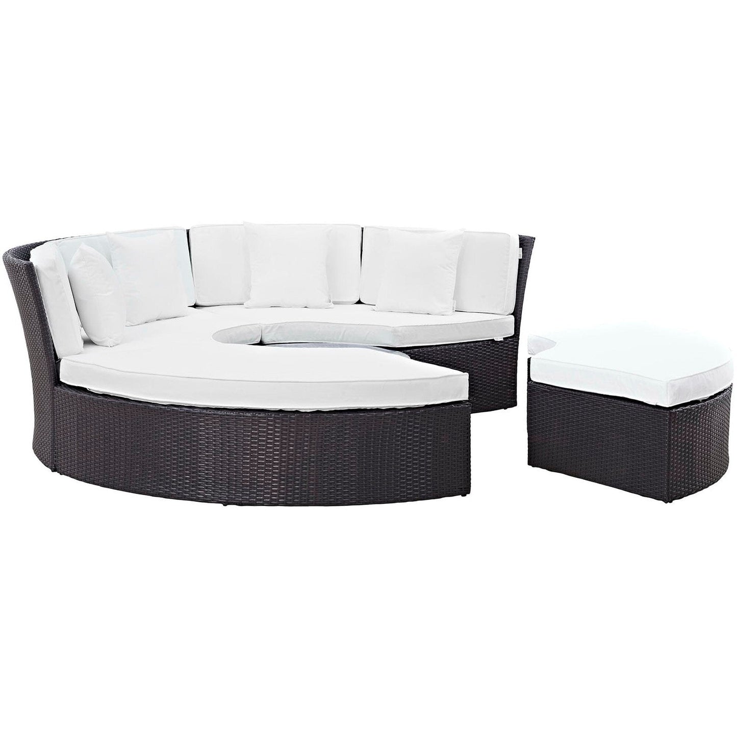 Convene Circular Outdoor Patio Daybed Set in Espresso White by Modway (EEI-2171) Daybed Modway 