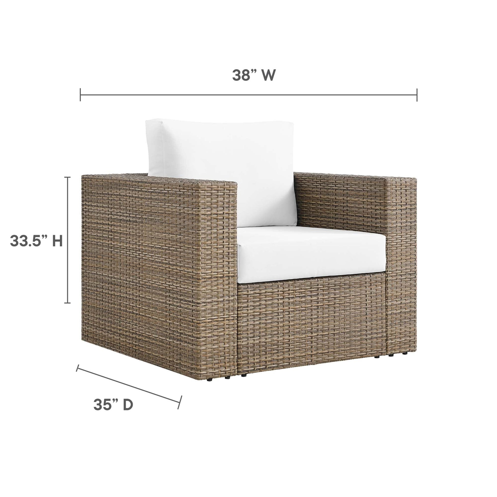 Convene Outdoor Patio Armchair - Cappuccino White by Modway Lounge Chair Modway 