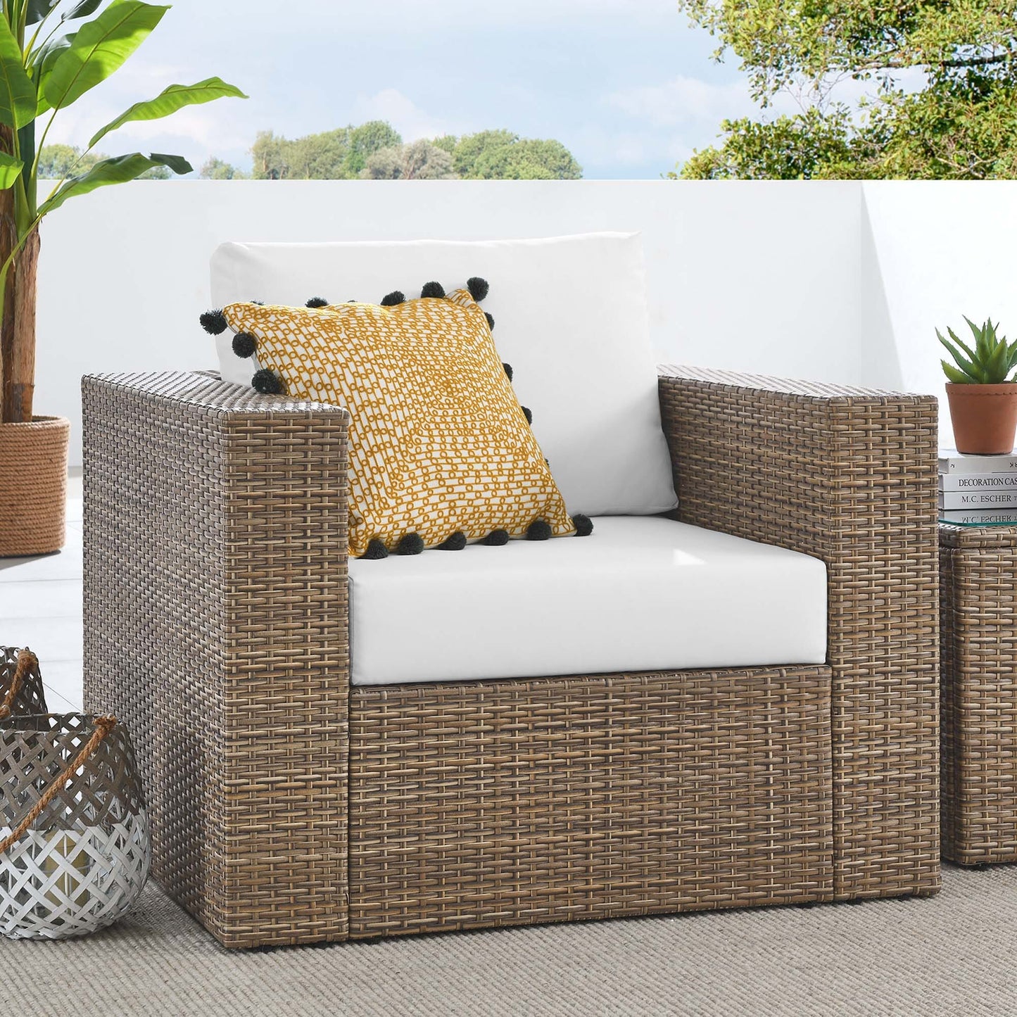 Convene Outdoor Patio Armchair - Cappuccino White by Modway Lounge Chair Modway 