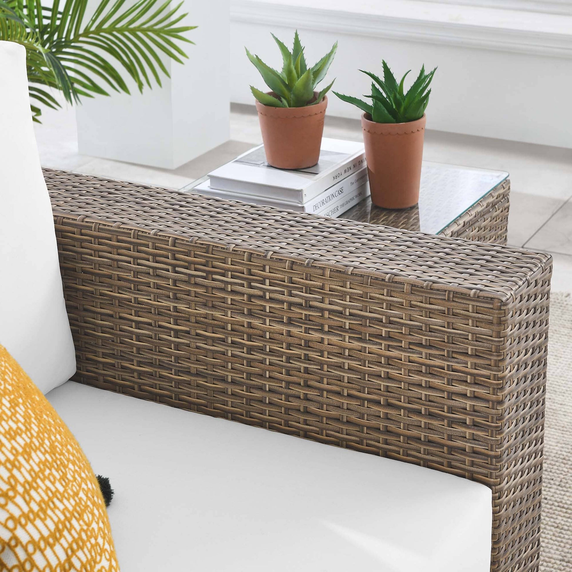 Convene Outdoor Patio Armchair - Cappuccino White by Modway Lounge Chair Modway 